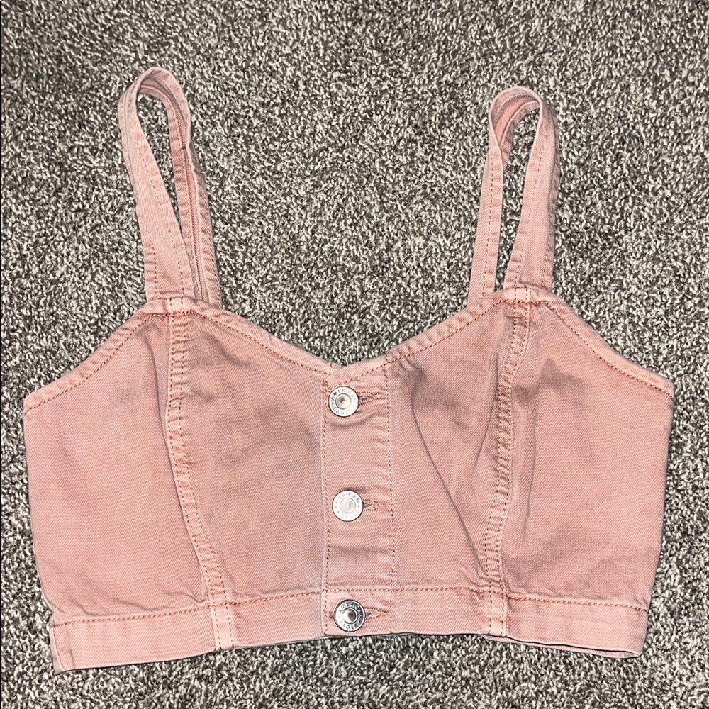 American Eagle Outfitters Blush Buttoned Crop Top